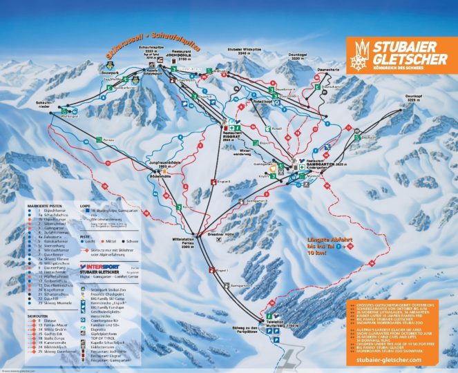 Lodowiec Stubai mapa tras