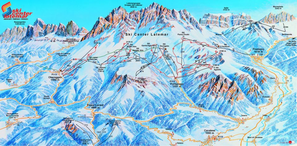 val di fiemme mapa tras