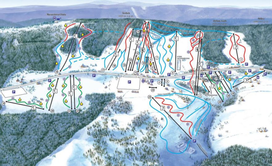 Zieleniec Ski Arena mapa tras