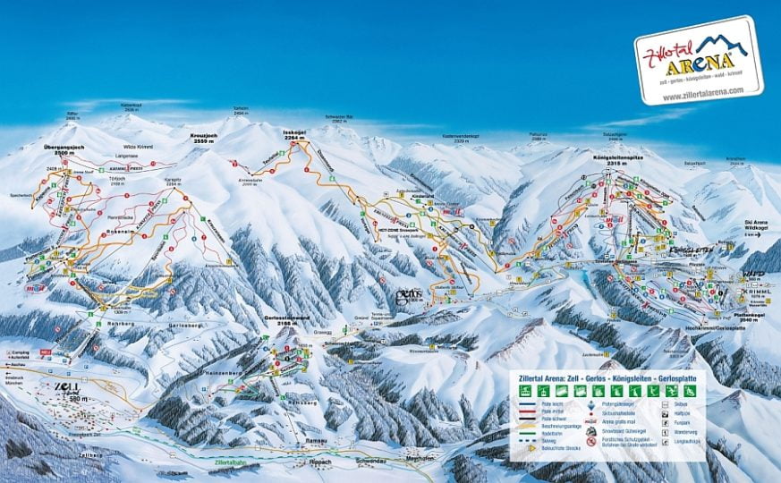 zillertal arena mapa tras