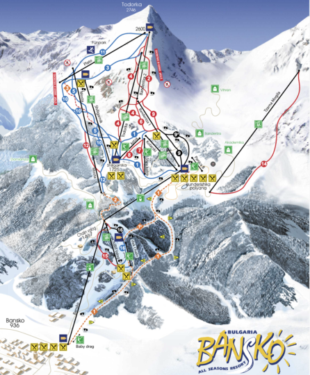 Bansko mapa tras narciarskich